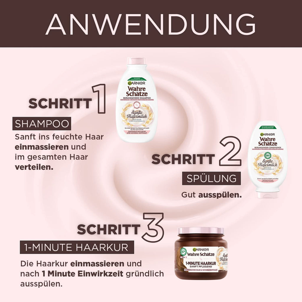 Garnier Wahre Schaetze Shampoo Hafermilch 1000 ml fuer empfindliches Haar