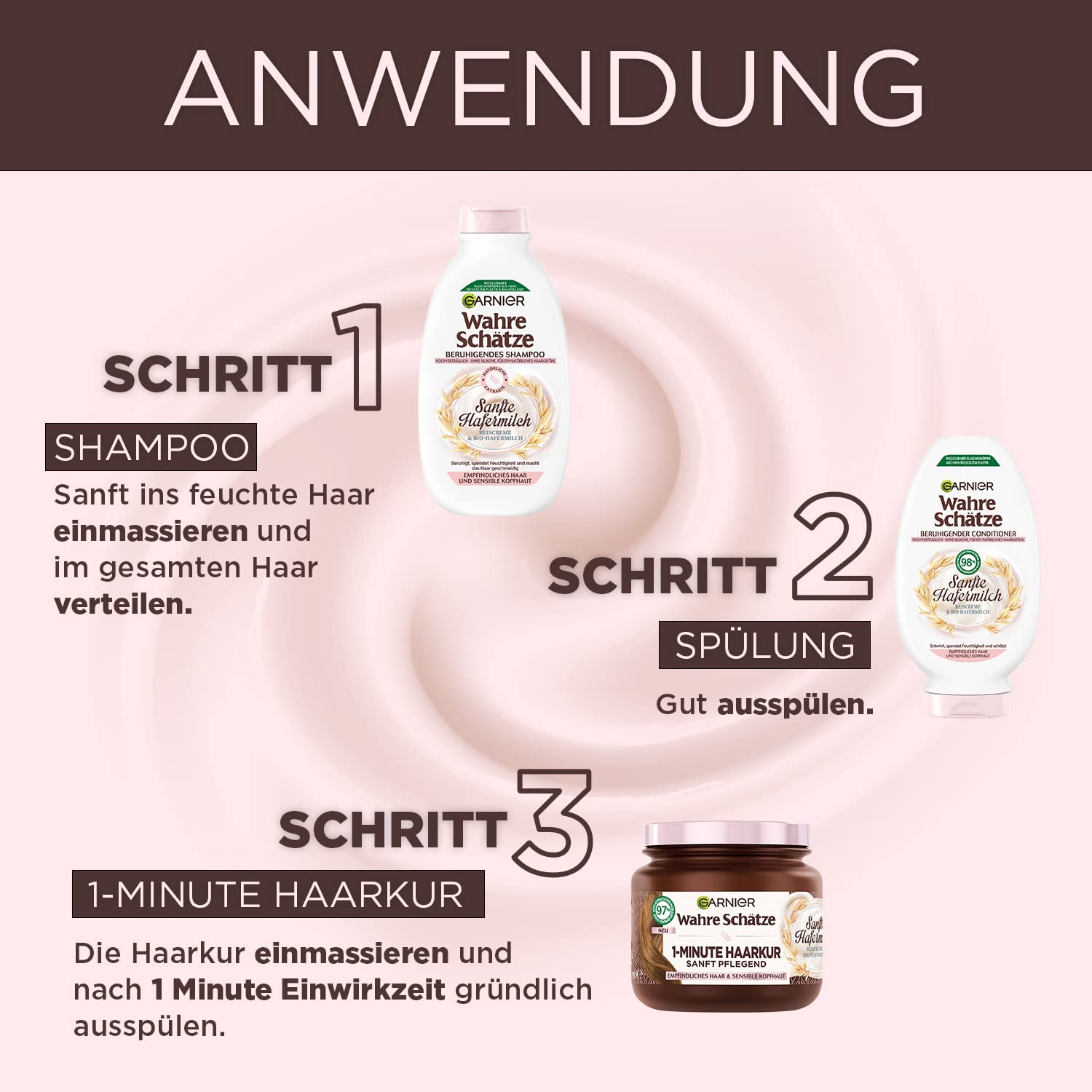 Garnier Wahre Schaetze Shampoo Hafermilch 1000 ml fuer empfindliches Haar