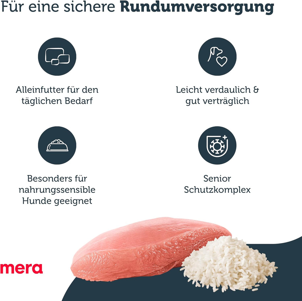 MERA Pure Sensitive Senior Trockenfutter Truthahn & Reis 12,5 kg