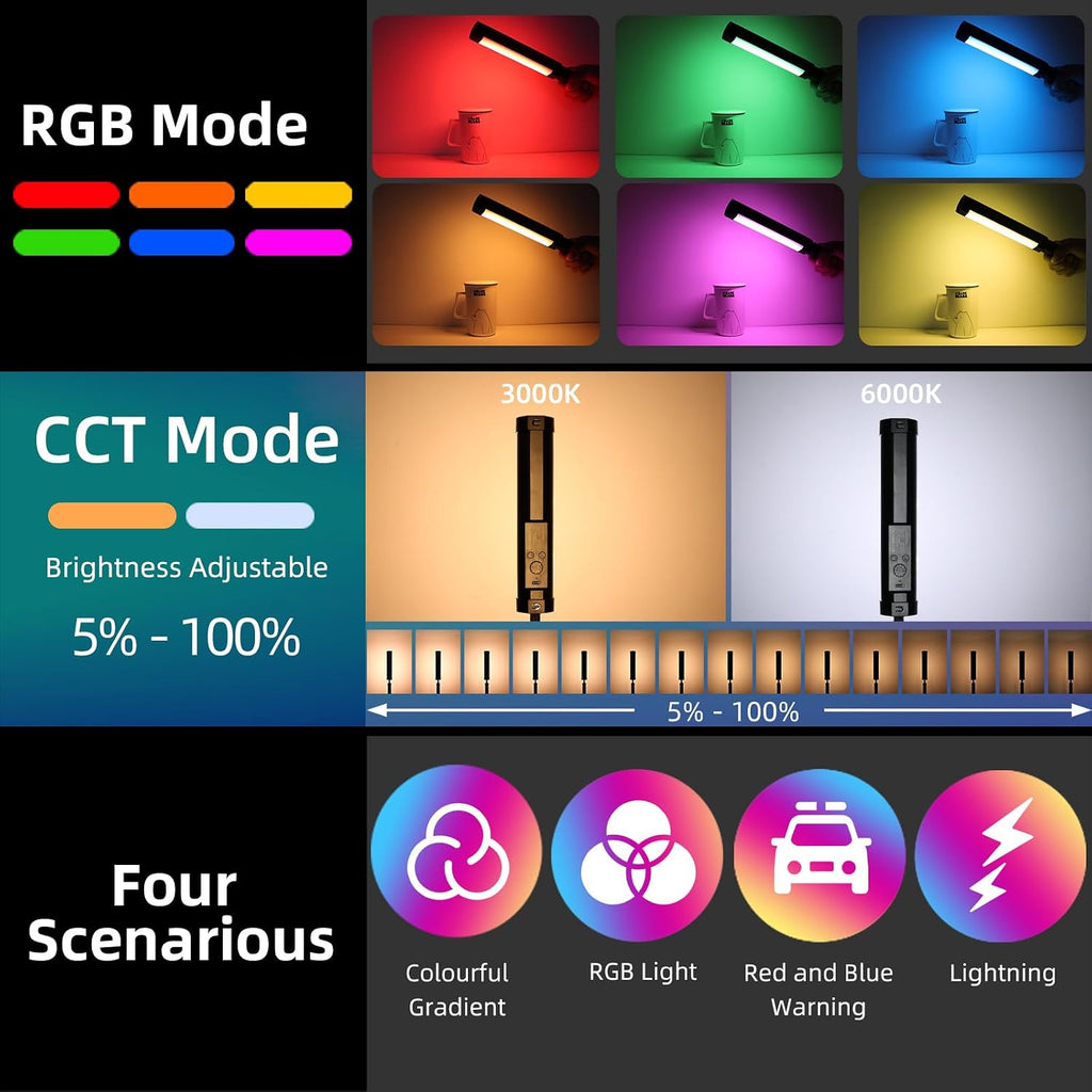 P100 LED Videoleuchte RGB 2000-6000K Mini tragbar Fotografie Video TikTok