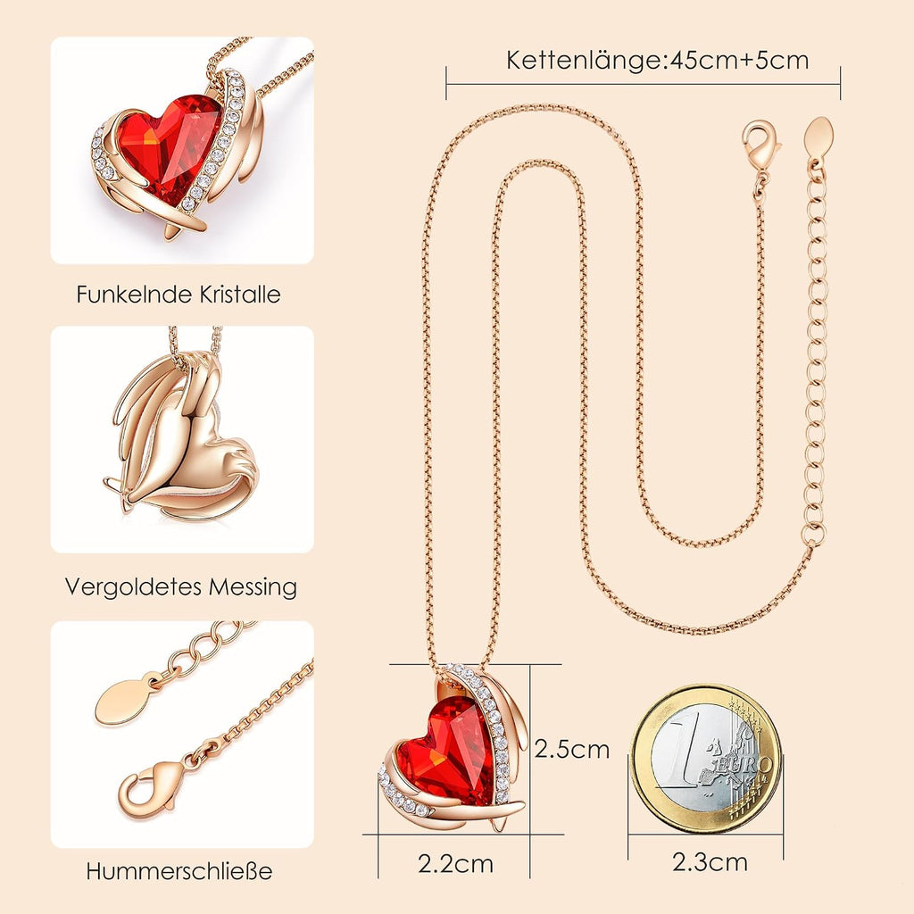 CDE Damen Halskette Roségold Herz Anhaenger Schmuck Geschenk