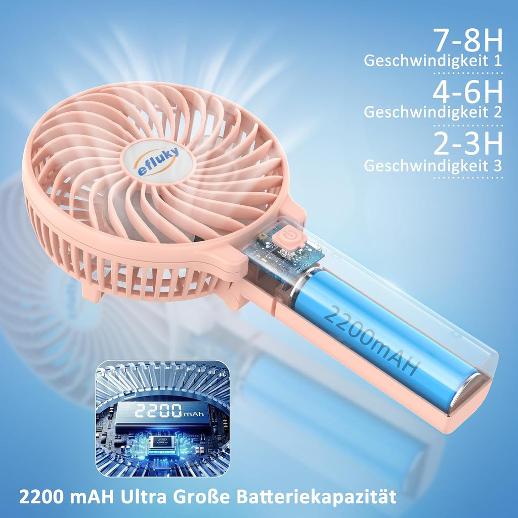 efluky faltbarer USB Handventilator wiederaufladbar tragbar Mini Ventilator