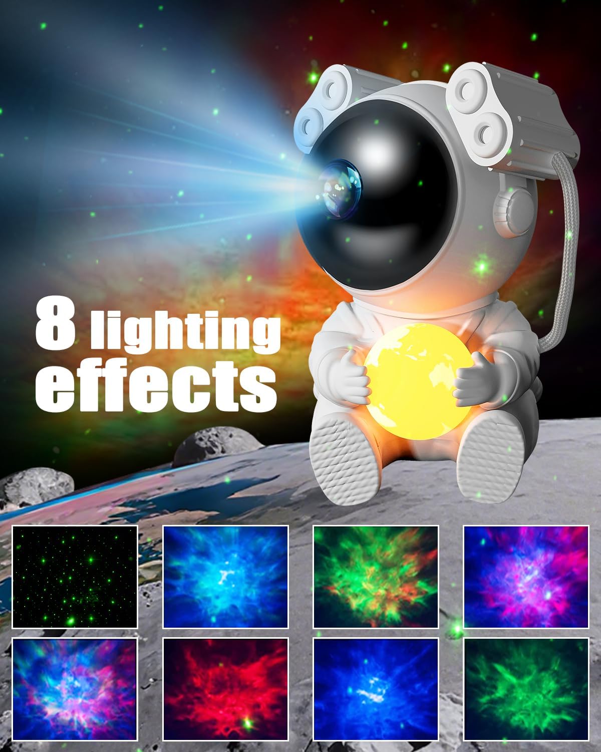 Sternenhimmel Projektor mit Mondlampe LED Astronaut Nachtlicht mit Fernbedienung
