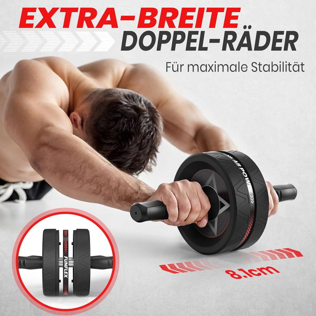 FunFlex Bauchroller Bauchmuskeltrainer Set fuer Zuhause Ganzkoerpertraining