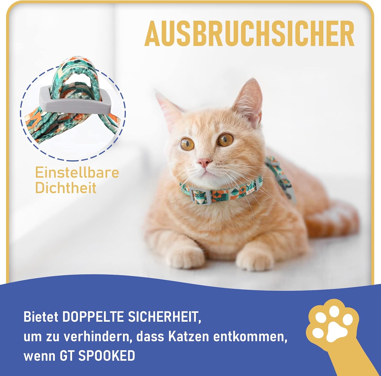 Supet Katzengeschirr verstellbar 33cm-53,3cm ausbruchsicher Weste mit Leine