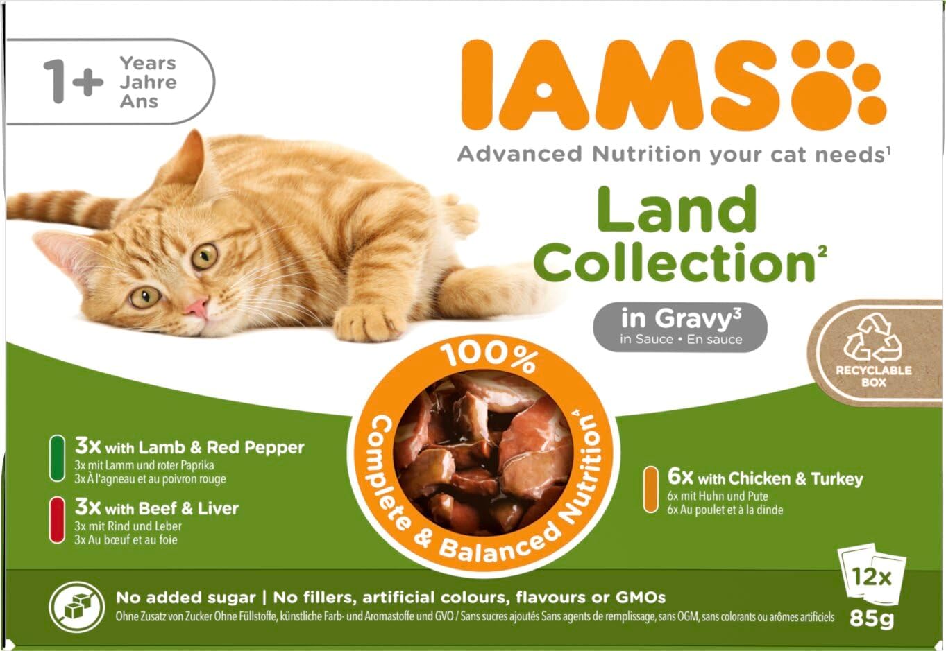 IAMS Delights Land Collection Katzenfutter Nass 12x85g Verschiedene Fleis