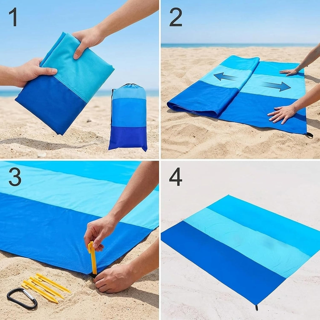Stranddecke 210x200 cm sandfrei ultraleicht faltbar fuer Strand Picknick Camping