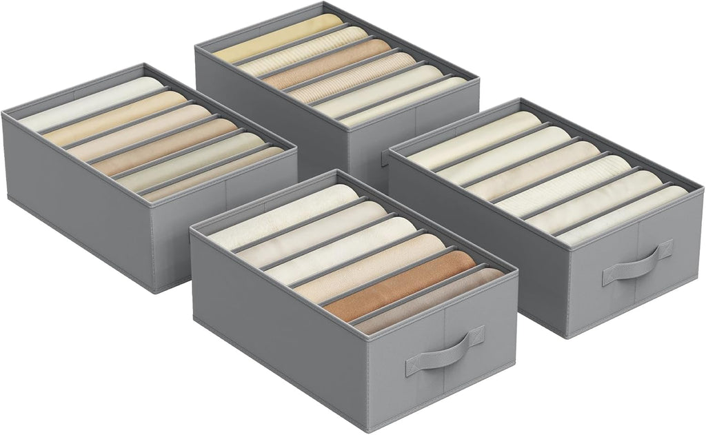SONGMICS Kleiderschrank Organizer 4er Set Aufbewahrungsbox 6 Faecher Schublade