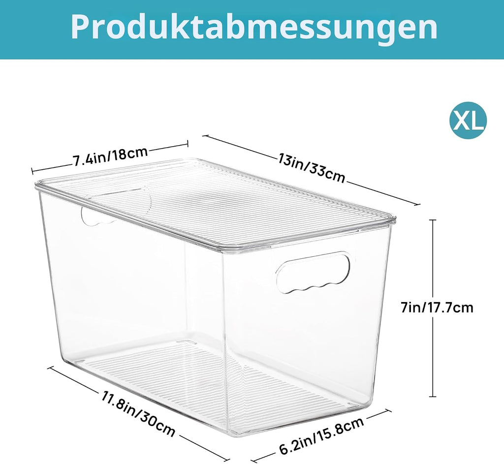 Aufbewahrungsbox Kunststoff mit Deckel 6er Set stapelbar Organizer