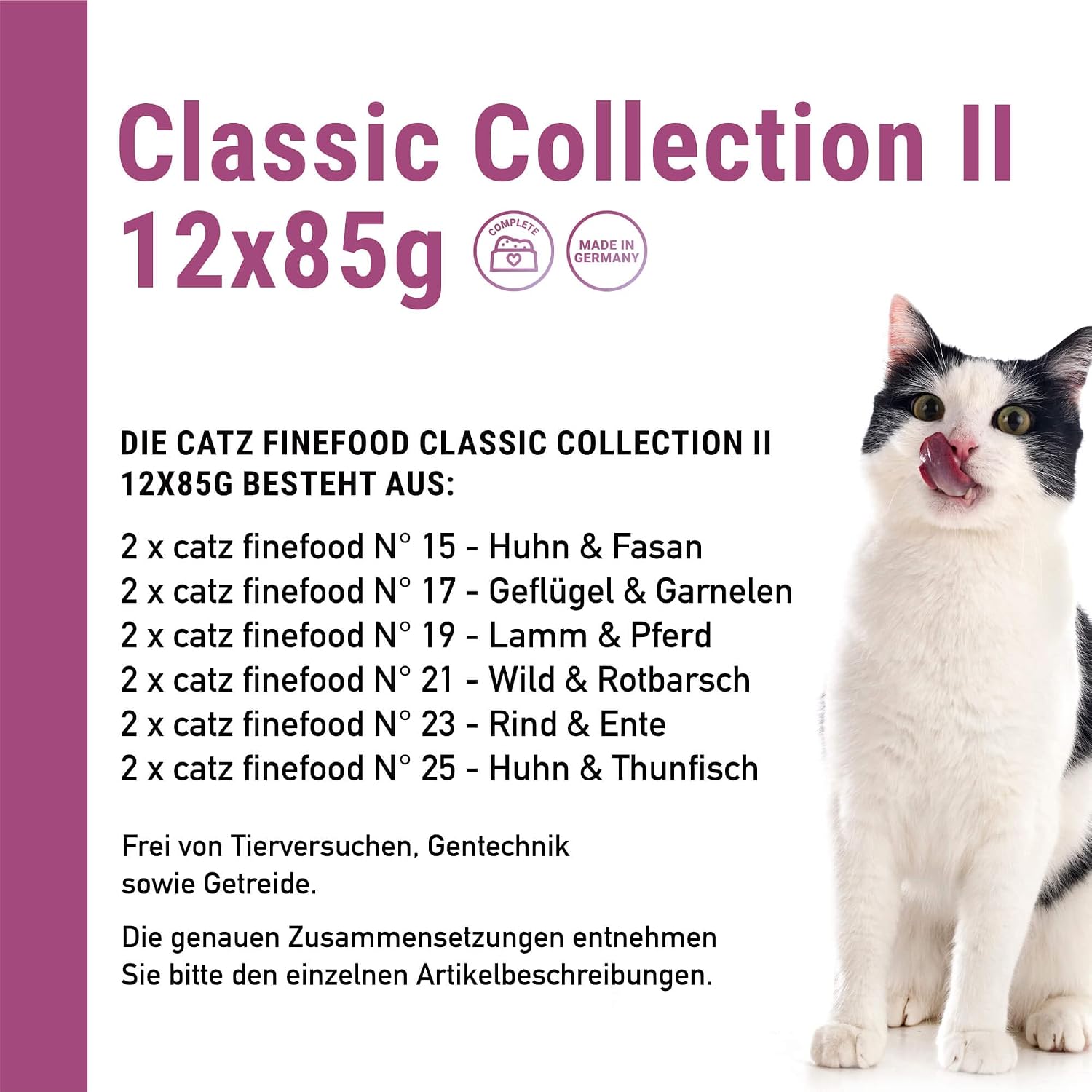 catz finefood Multipack 12x85g Nassfutter Mix Huhn Thunfisch Rind Rotbarsch