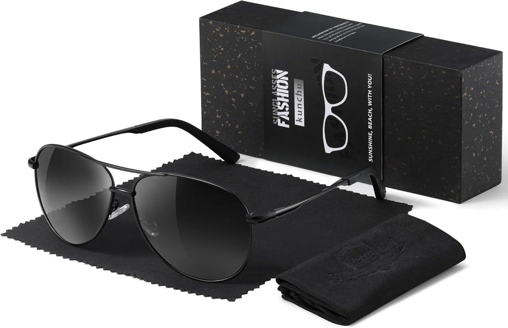 Polarisierte Sonnenbrille Unisex UV400 Fliegerstil ultraleicht schwarz