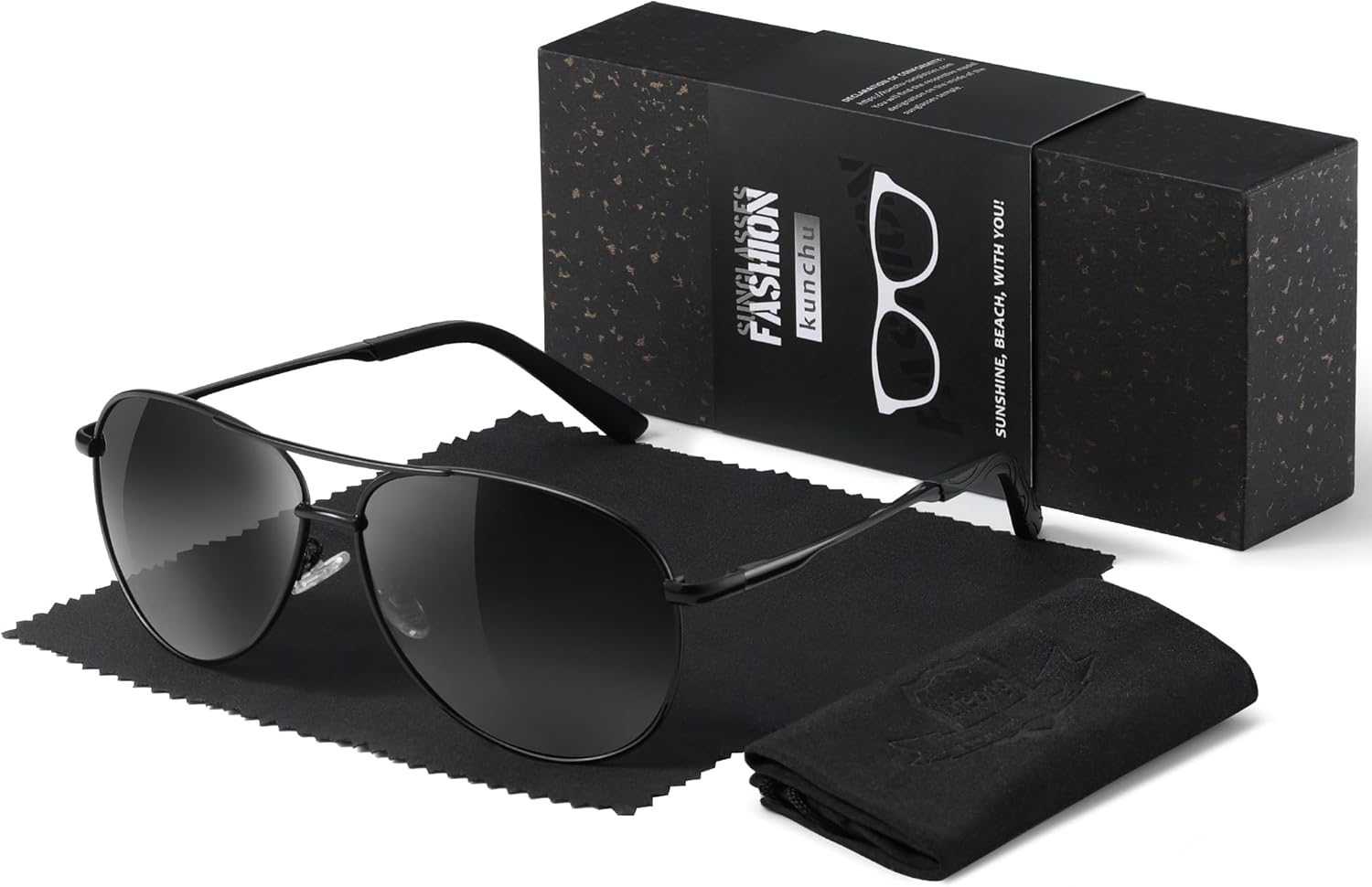 Polarisierte Sonnenbrille Unisex UV400 Fliegerstil ultraleicht schwarz