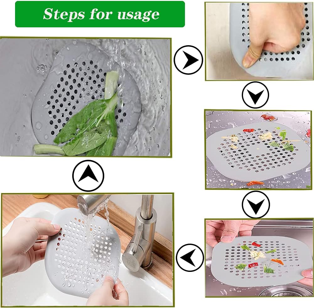 Abflusssieb Silikon 2er Set Grau Weiss - Dusche Badewanne Haarfaenger