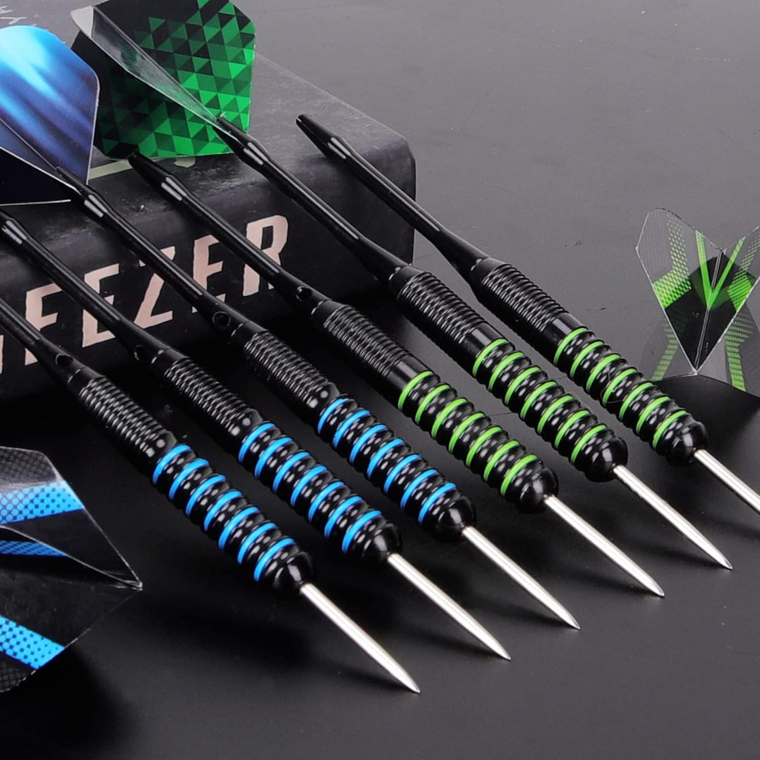 Grebarley Steeldarts Profi Dartpfeile mit Metallspitze 12 Stueck Set
