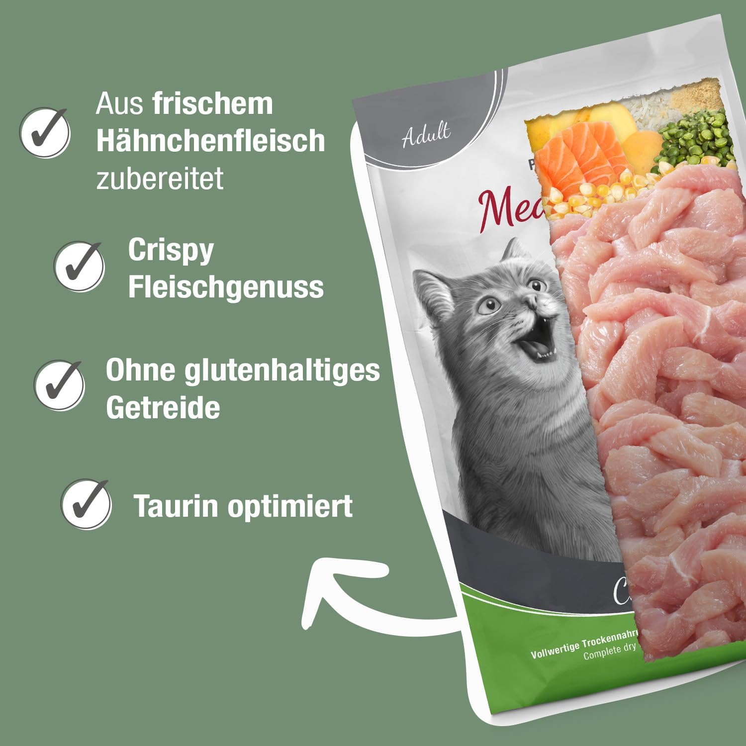 Katzenfutter MeatCrisp Adult Chicken 1,5kg 83% Frischfleisch Trockenfutter