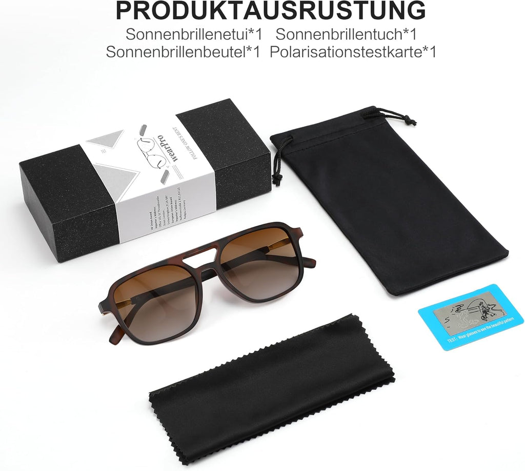 Unisex Sonnenbrille polarisiert UV400 rechteckig retro ultraleicht Damen Herren