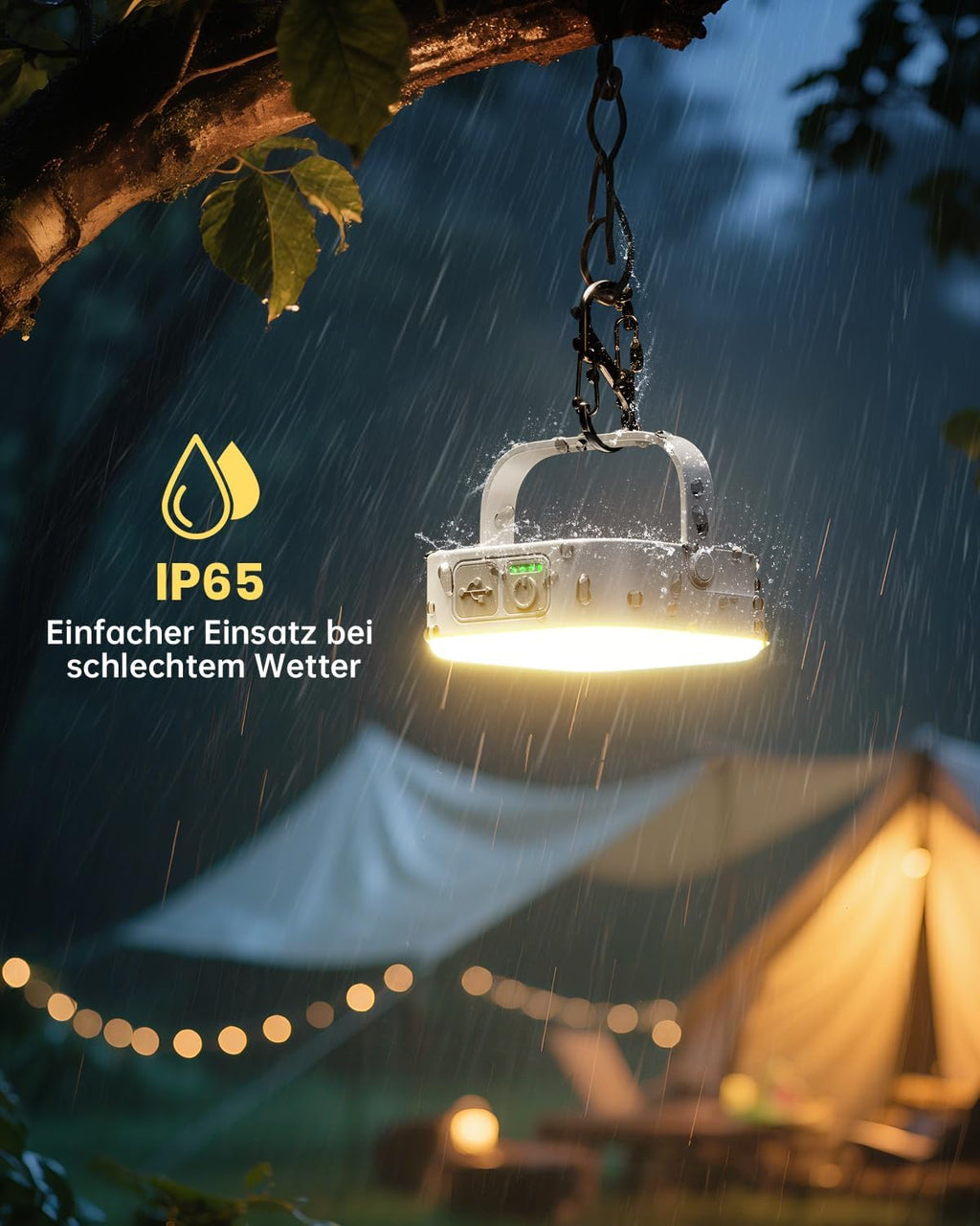 Eventek Campinglampe 4000 Lumen 10000 mAh Akku, IP65 Aufladbar, 4 Modi, 2er-Set