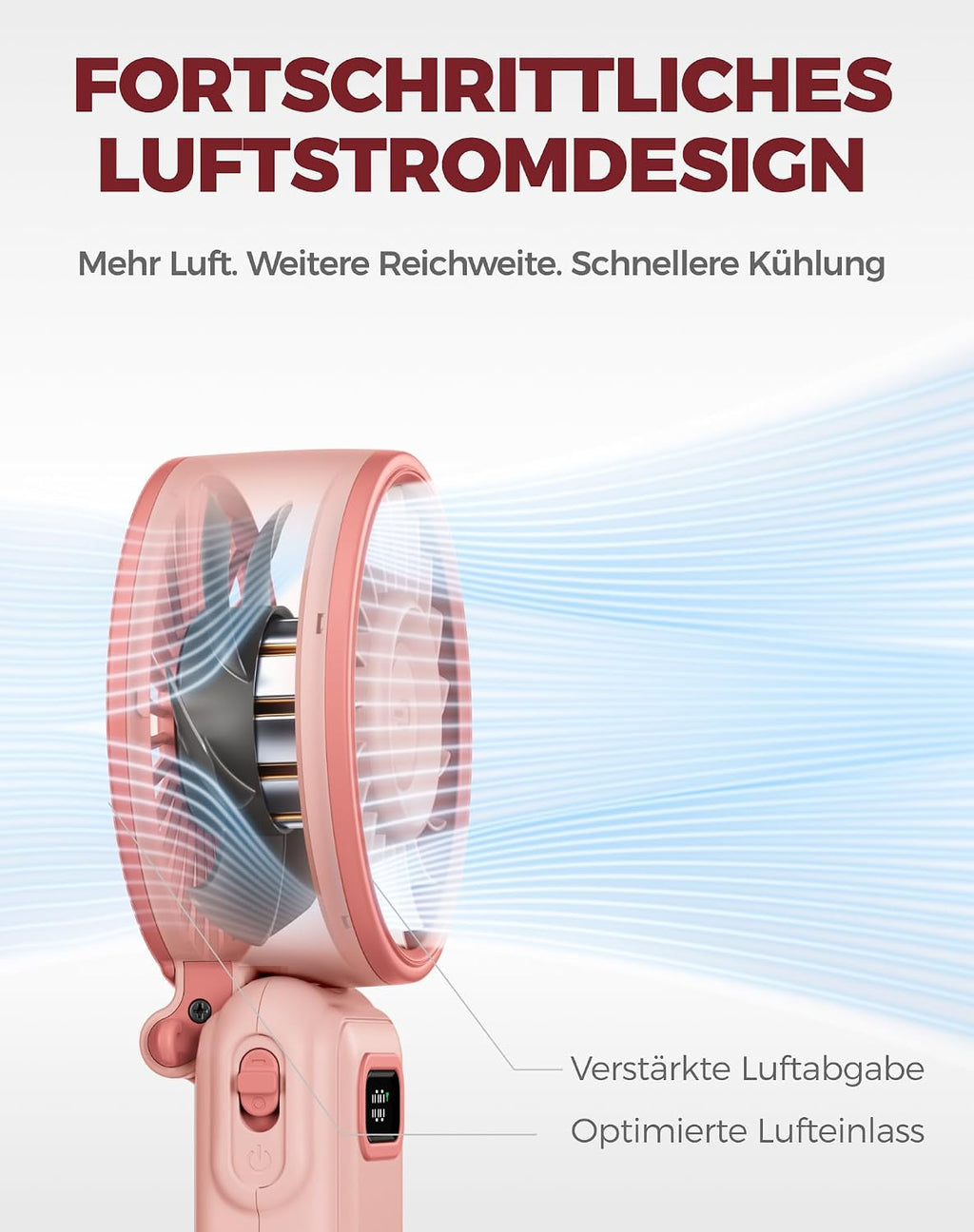 Diveblues Handventilator Akku 4‑in‑1 180° faltbar bis 12 Std. Laufzeit Turbo