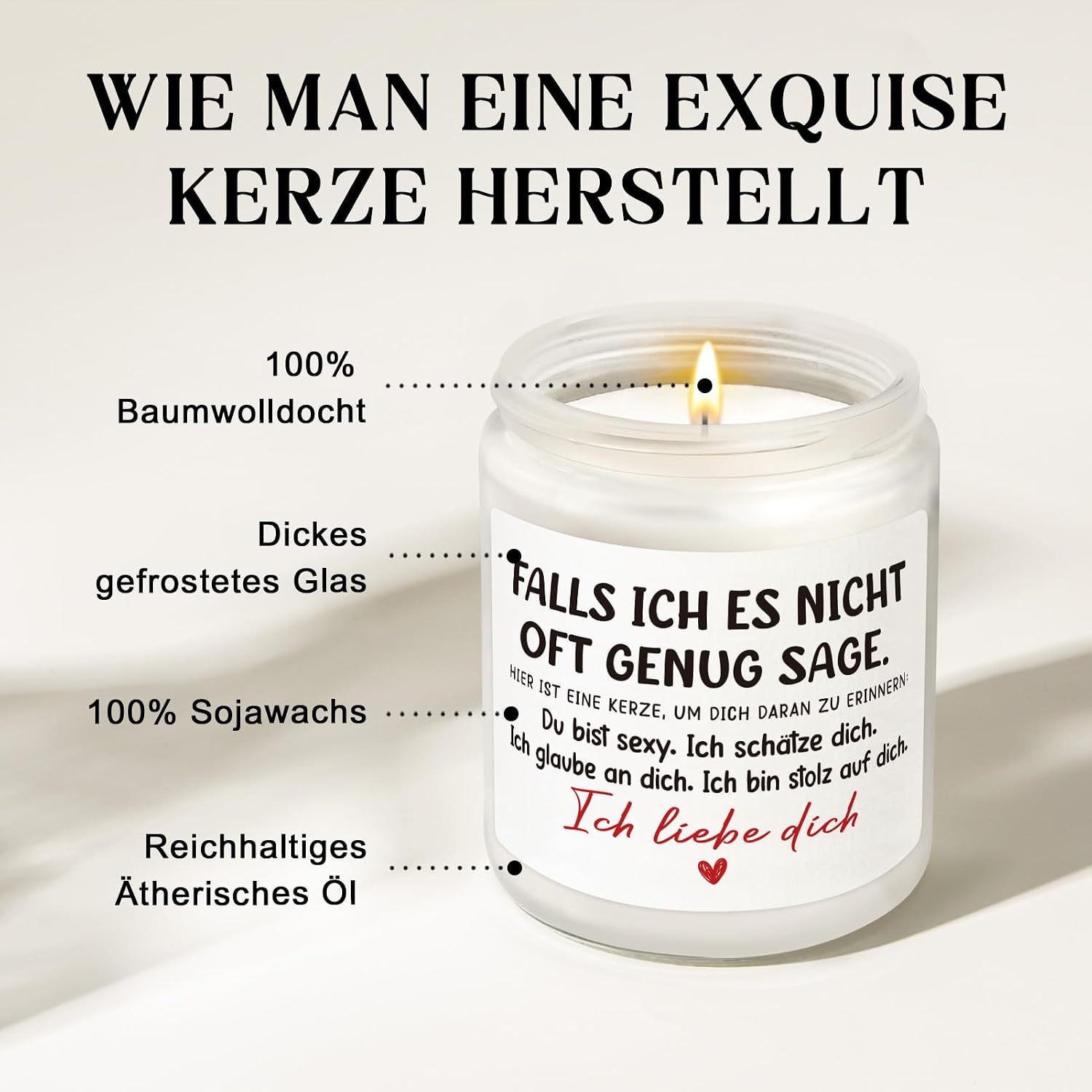 Duftkerze Ich liebe dich Geschenk Valentinstag Paar romantisch