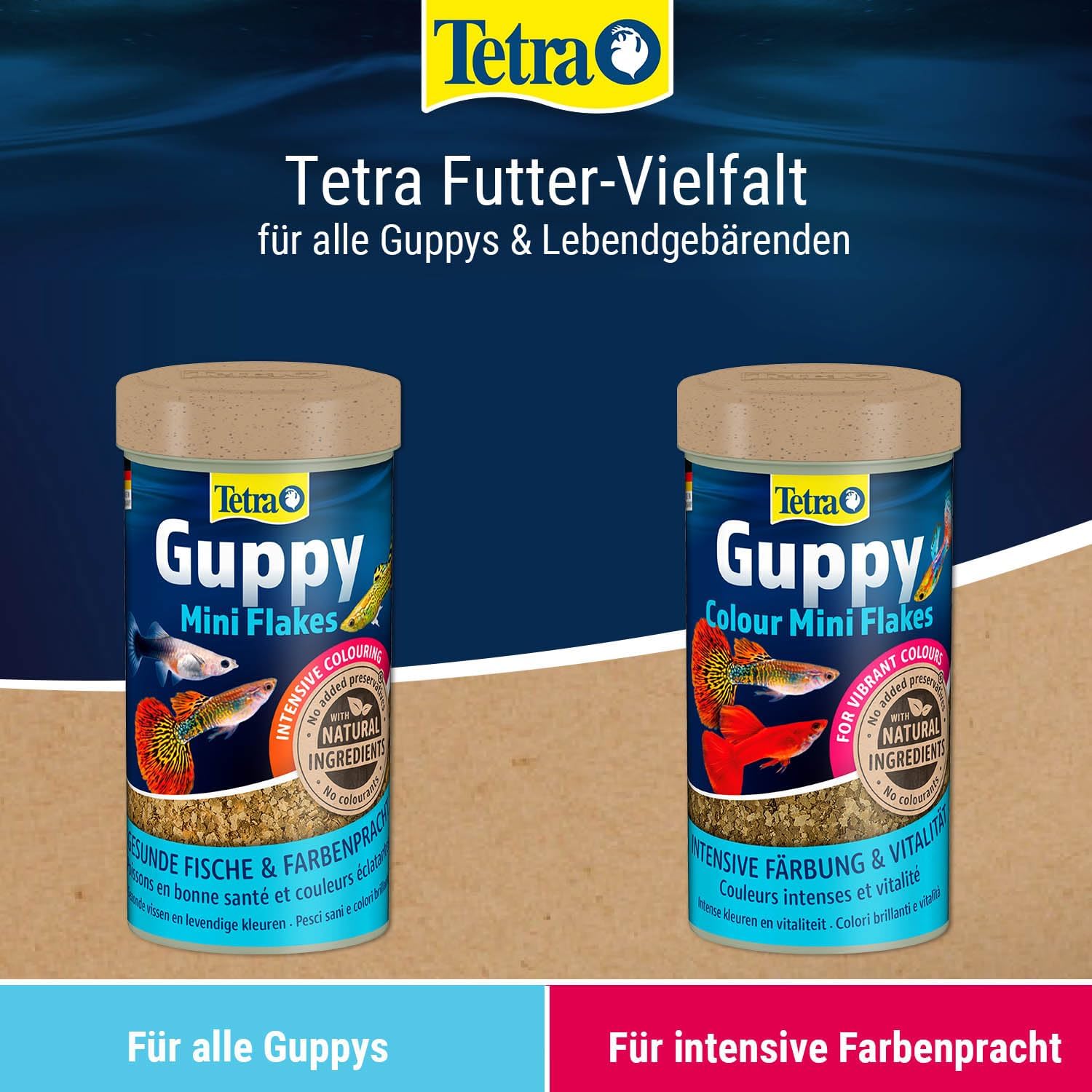 Tetra Guppy Mini Flakes Flockenfutter fuer Guppy Zierfische