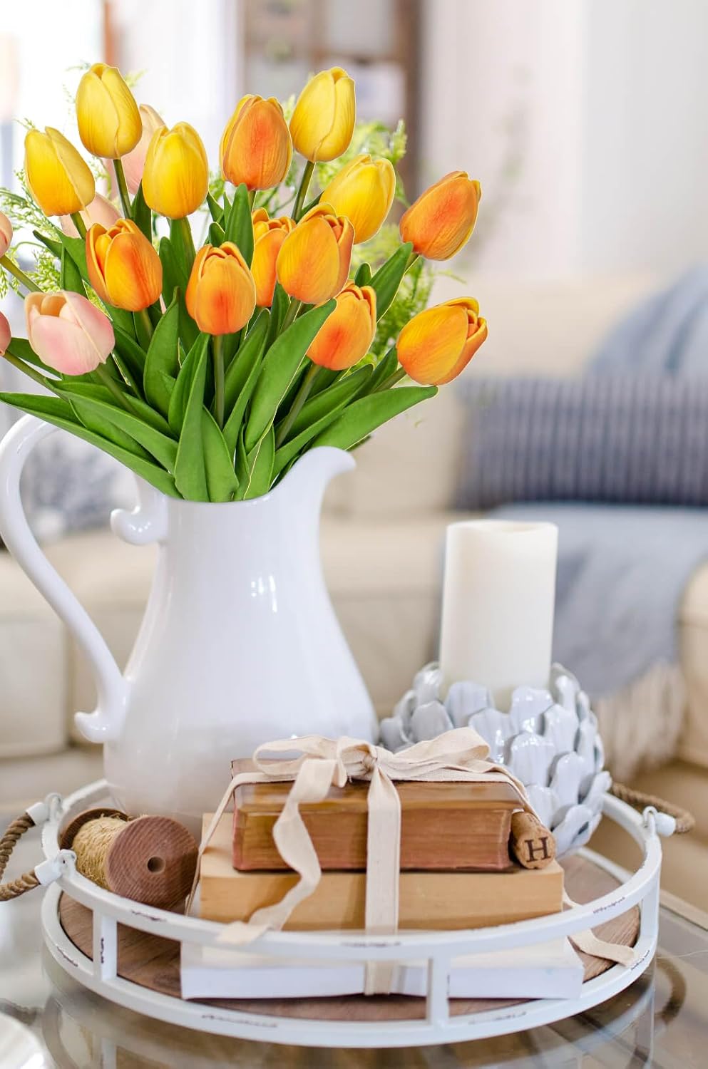 Kuenstliche Tulpen Real Touch 24 Stueck Rosa Deko Kunstblumen