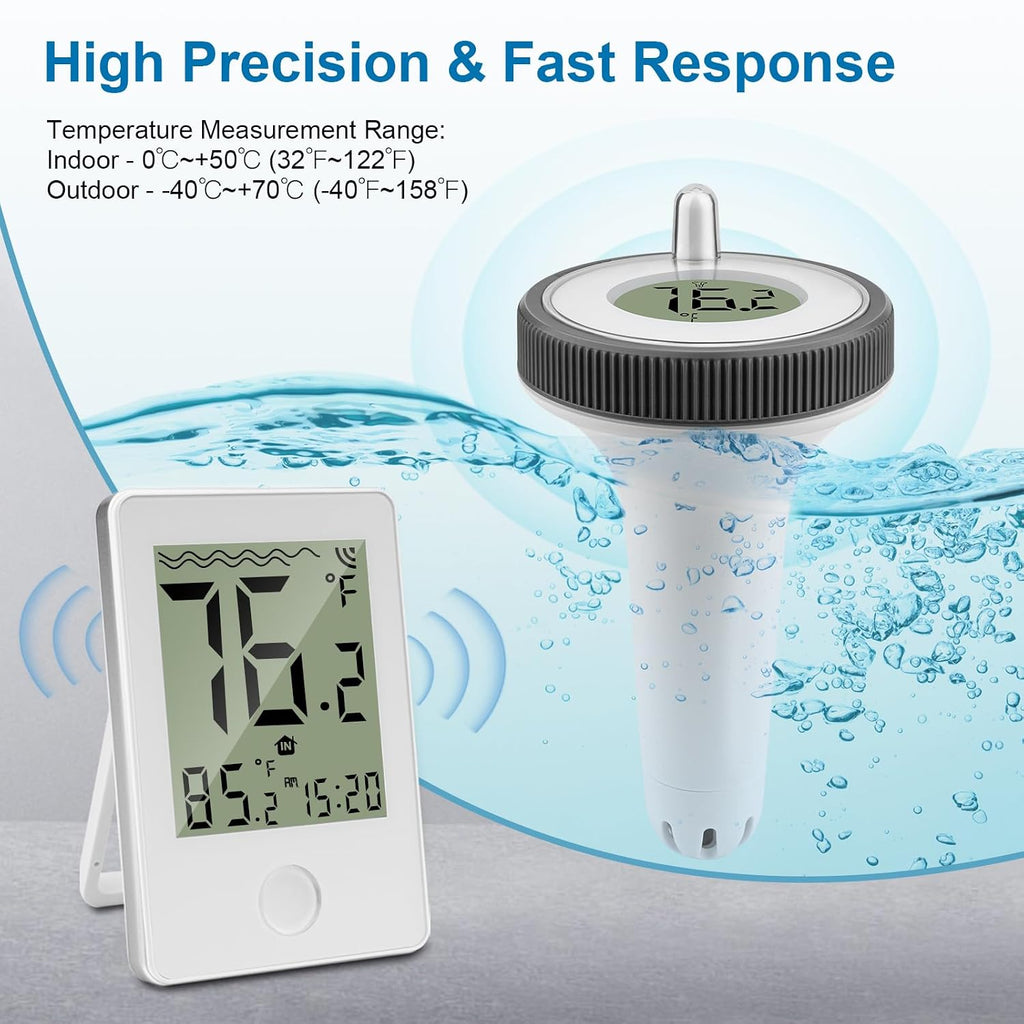 Funk Poolthermometer schwimmend IP67 digitales Wasserthermometer Innen/Aussen