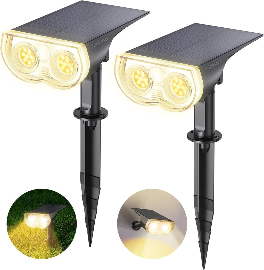 Linkind Solarlampe farbig RGBW Dusk-to-Dawn 22-LED Gartenleuchte IP65, 4er Set