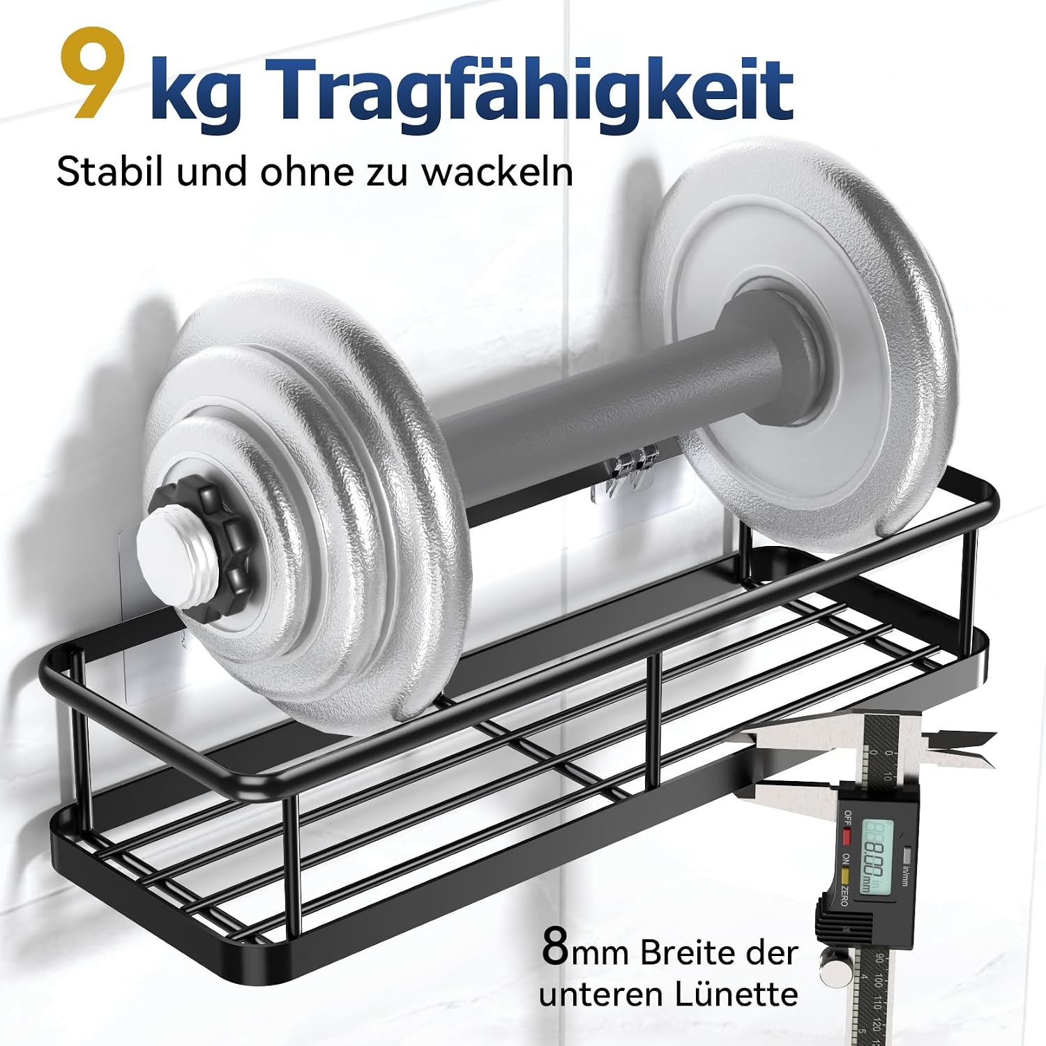 YASONIC Duschablage Schwarz zum Kleben ohne Bohren Badregal