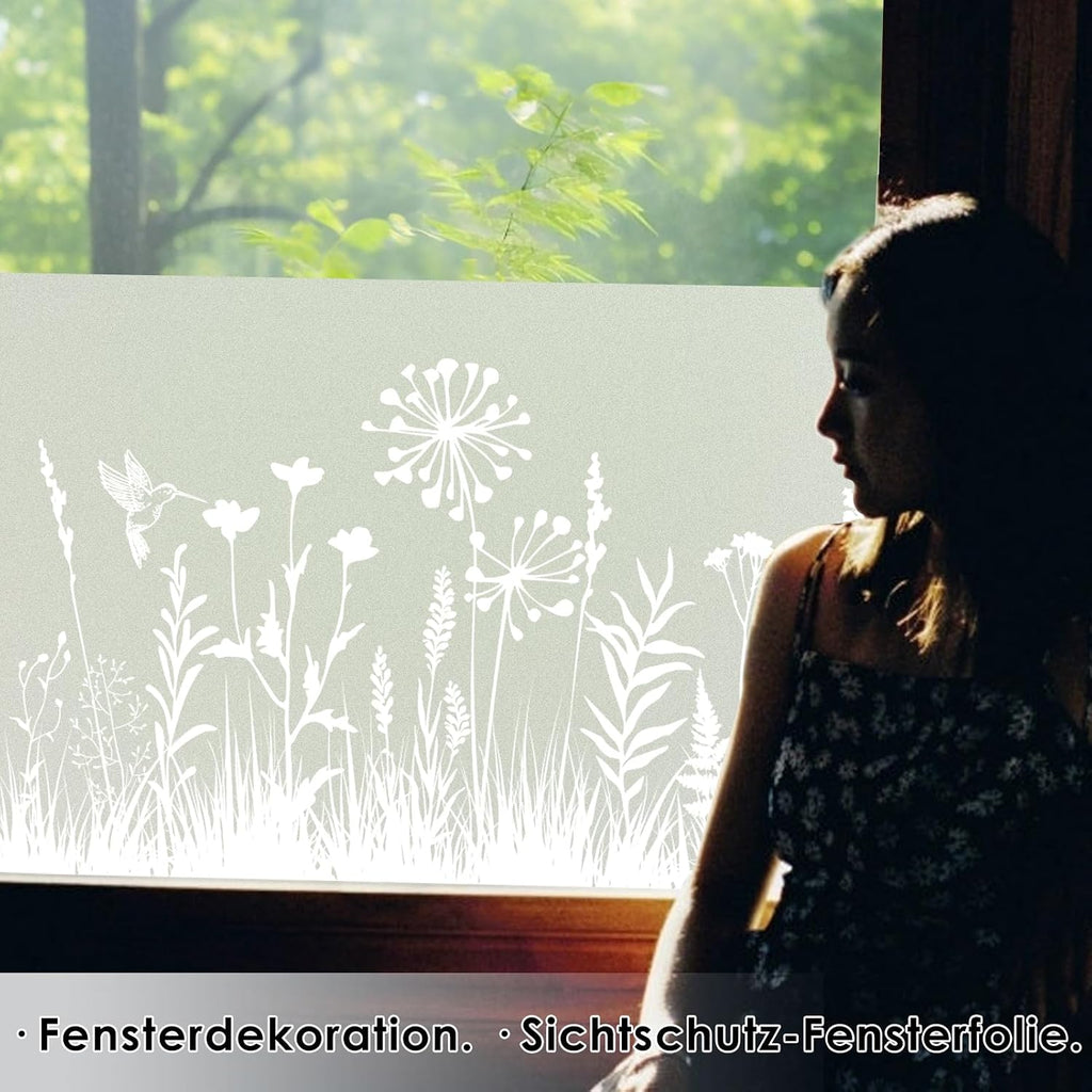 dktie Sichtschutzfolie Fenster Milchglasfolie botanisches Muster 90x200 cm