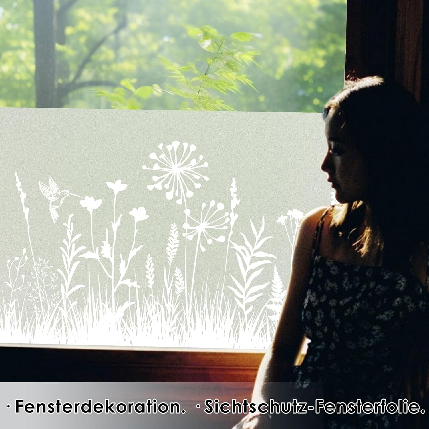 dktie Sichtschutzfolie Fenster Milchglasfolie botanisches Muster 90x200 cm