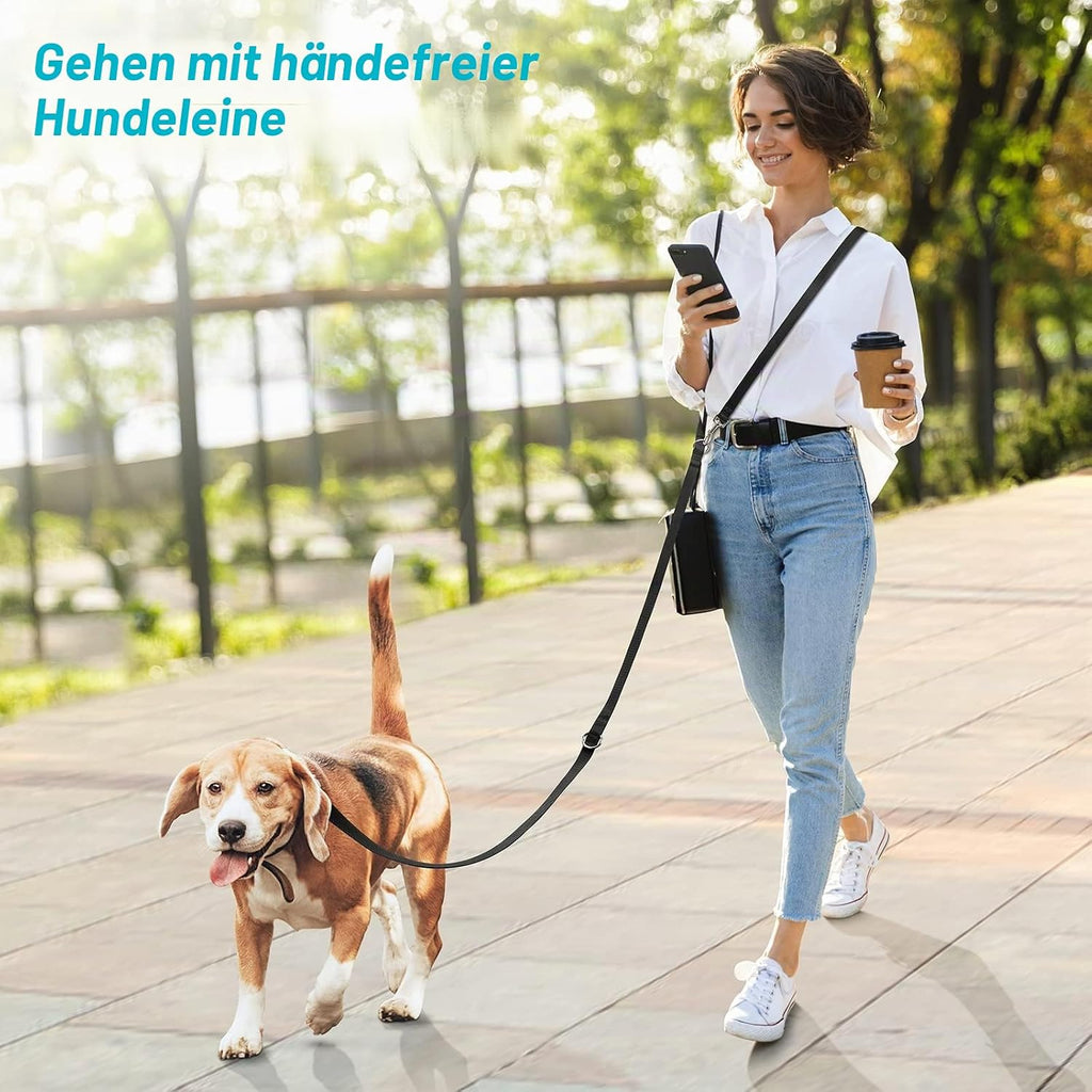 oneisall Hundeleine 2,5 m verstellbar Nylon Führleine Übungsleine schwarz