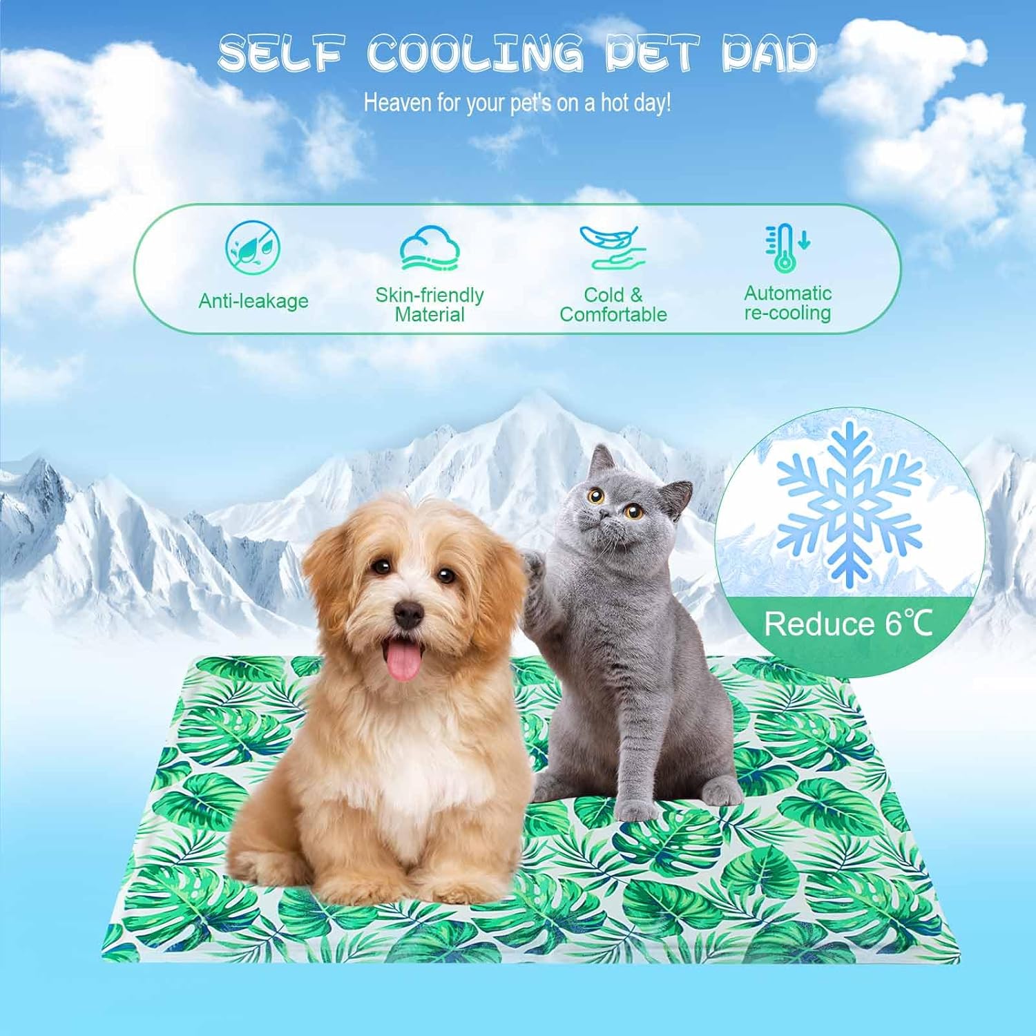 Ninonly Kuehlmatte 50x65 cm fuer Hunde und Katzen selbstkuehlend wasserdicht