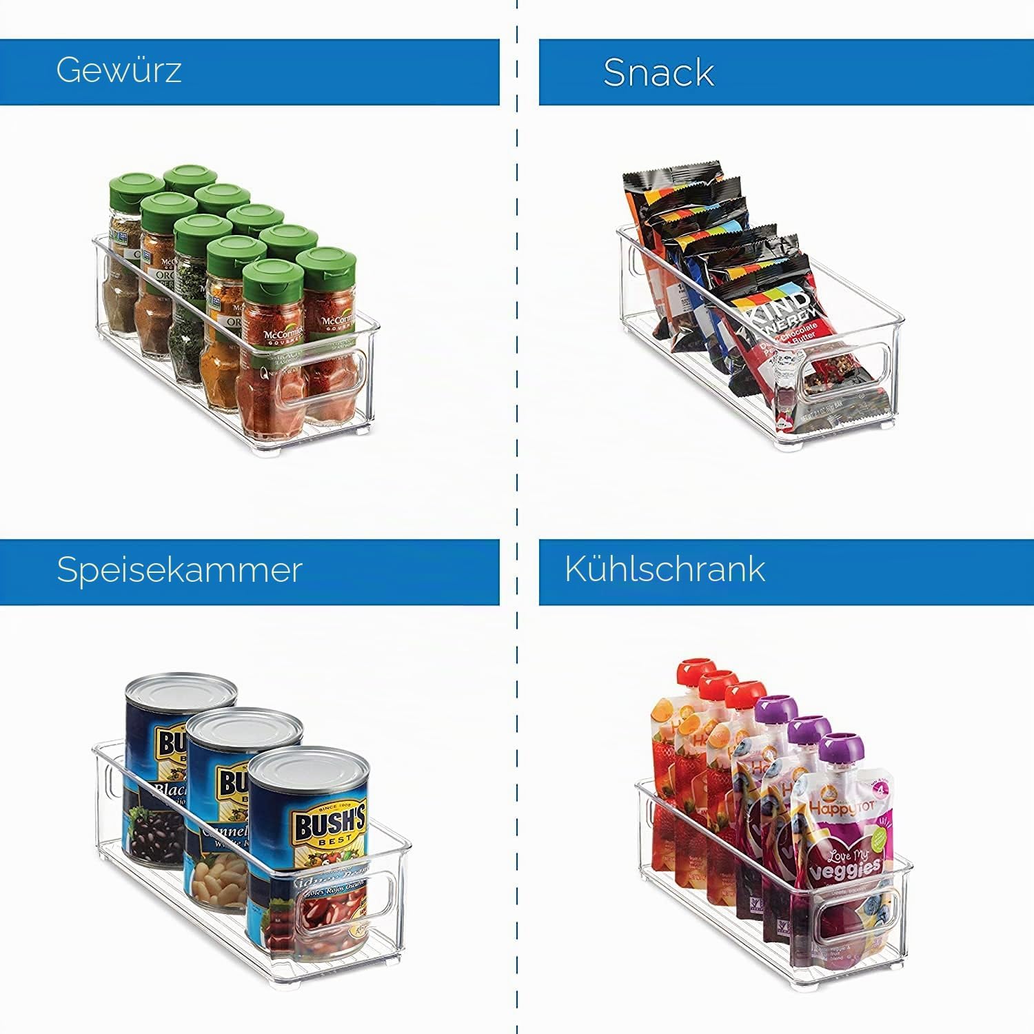 Kuehlschrank Organizer 2er Set Vorratsbox mit Griff Fridge Organizer