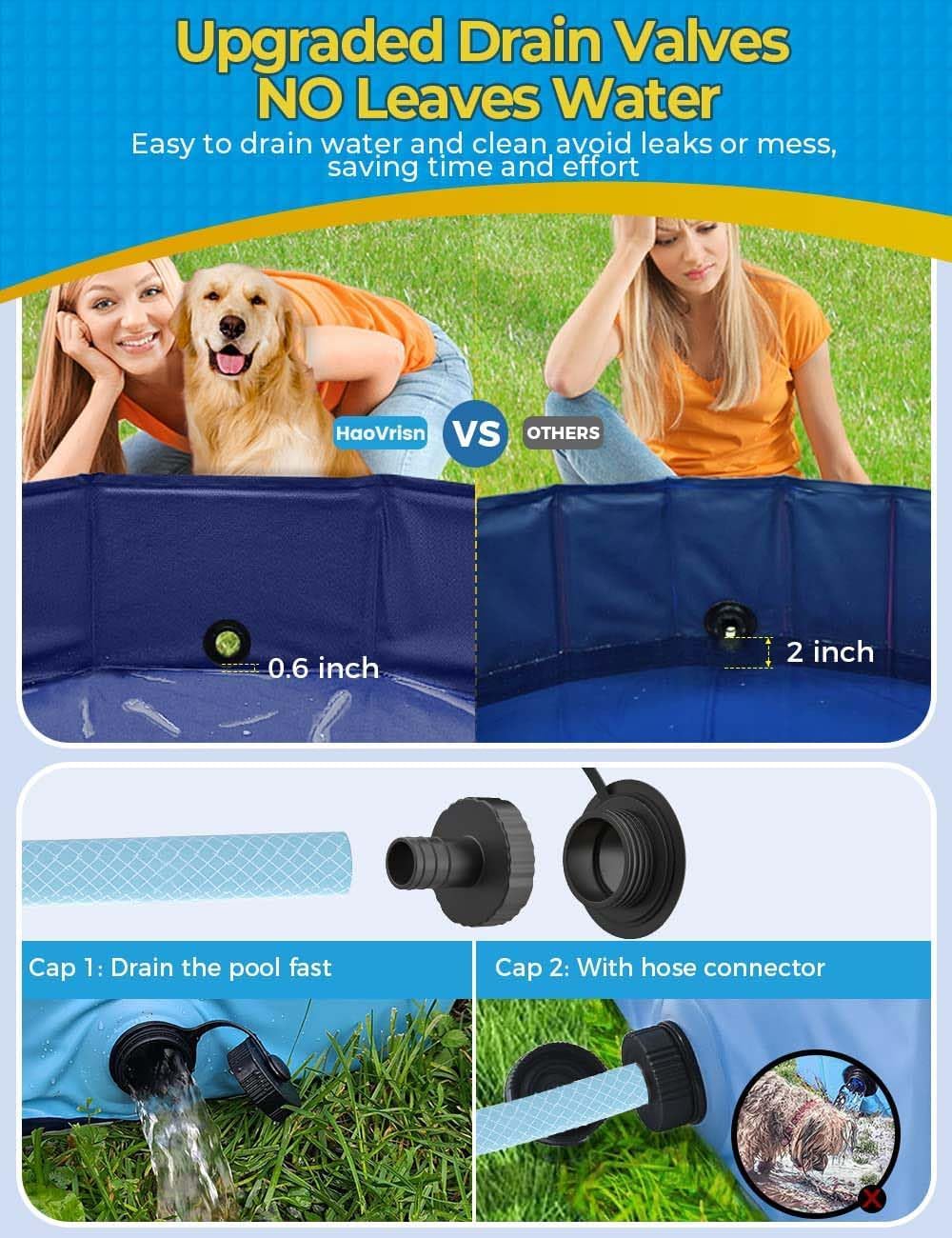 HaoVrisn Hundepool faltbar 120×30 cm PVC rutschfest mit Flicken Ablassventil 20c