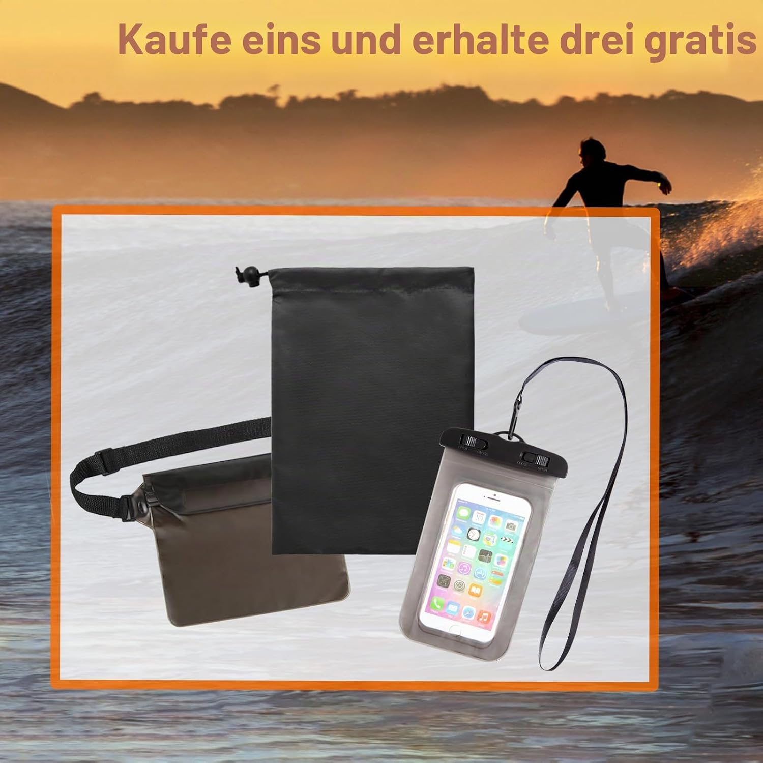 Dry Bag Rucksack 20L wasserdicht IPX8 Rolltop mit Handyhuelle fuer Kajak Strand