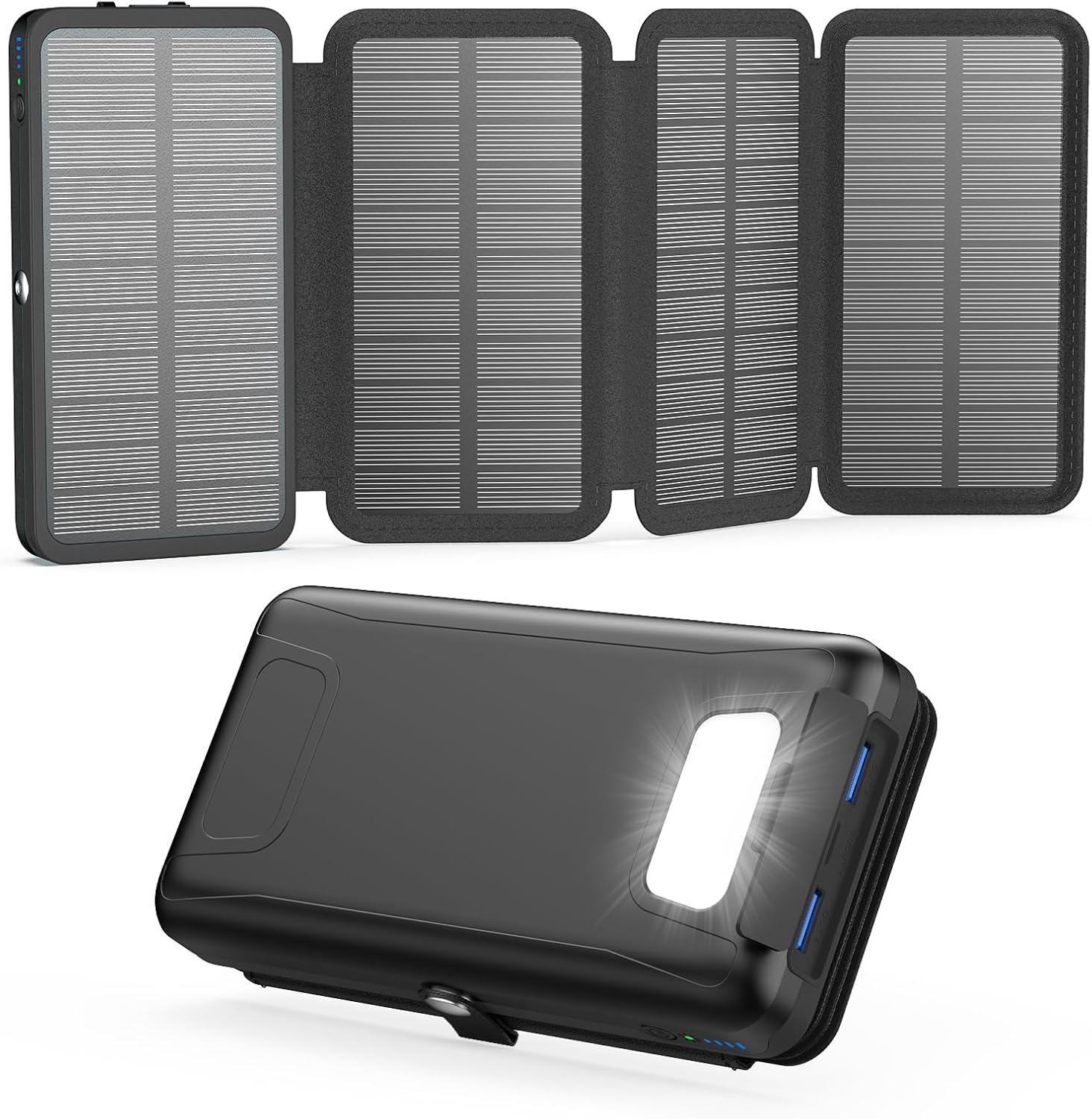 A ADDTOP Solar Powerbank 20000mAh 22,5W USB-C Eing./Ausg. 2xUSB-A Schwarz
