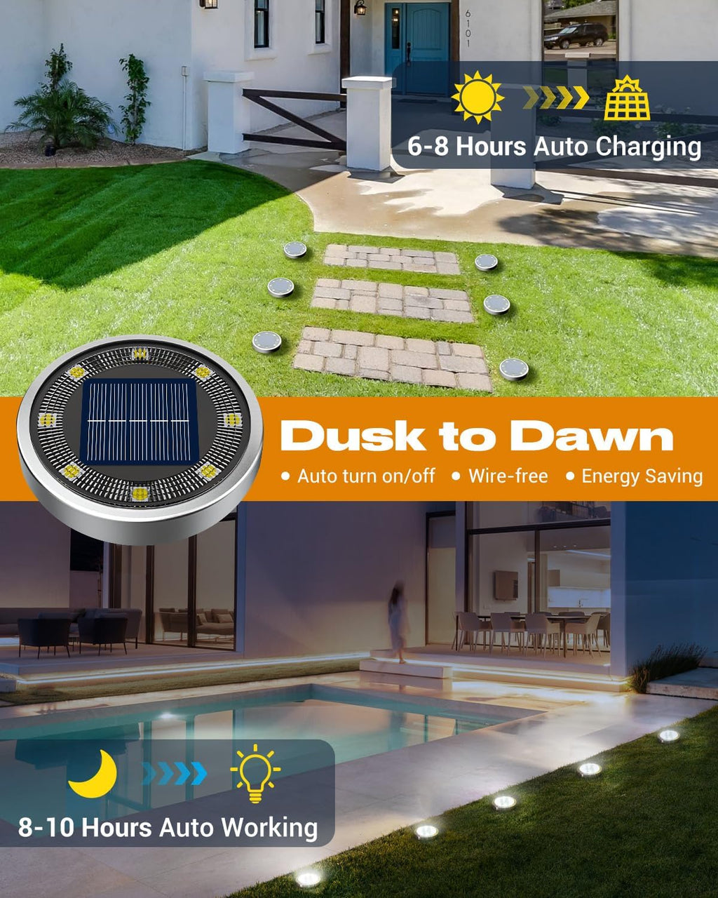 btfarm 10er Solar Bodenleuchten aussen 8 LED wasserdicht warmweiss Garten Weg