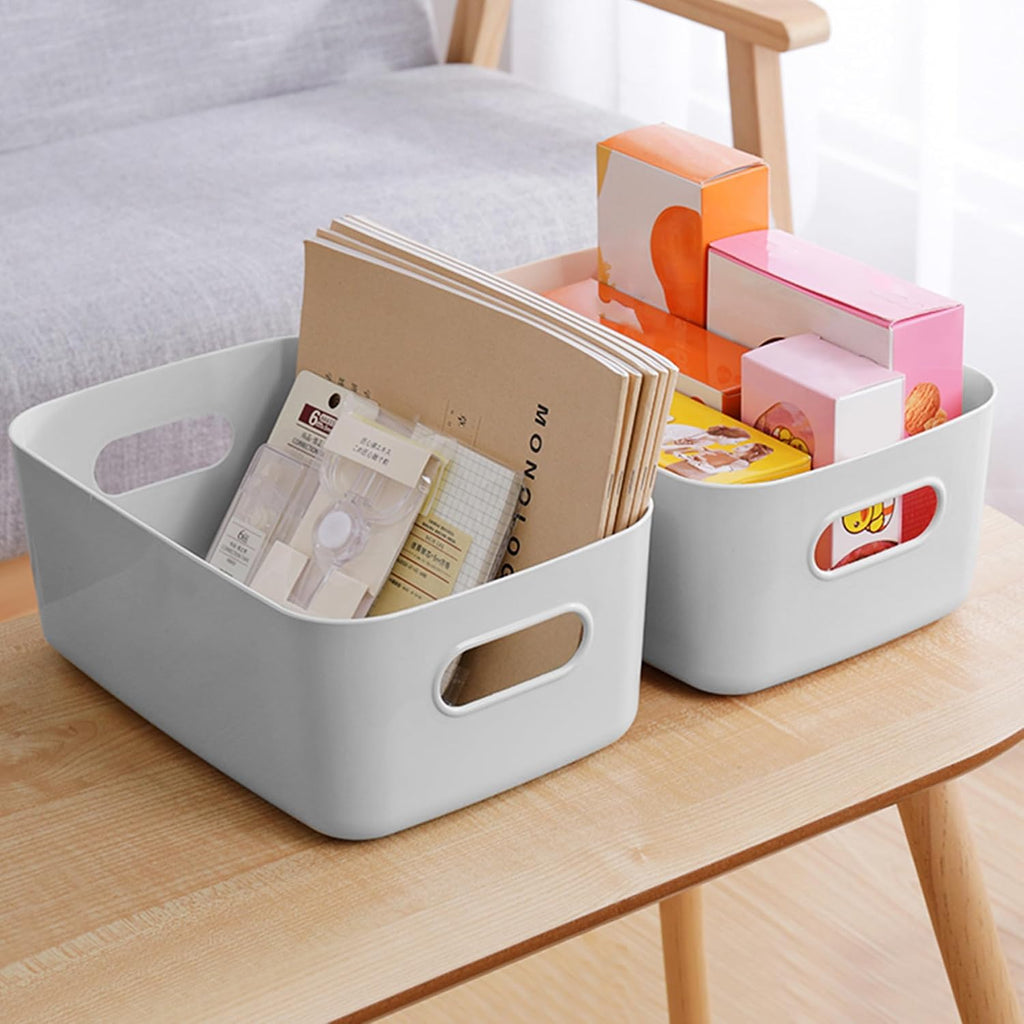 Aufbewahrungsbox 10er Set Kunststoff mit Griffen Weiss - stapelbar
