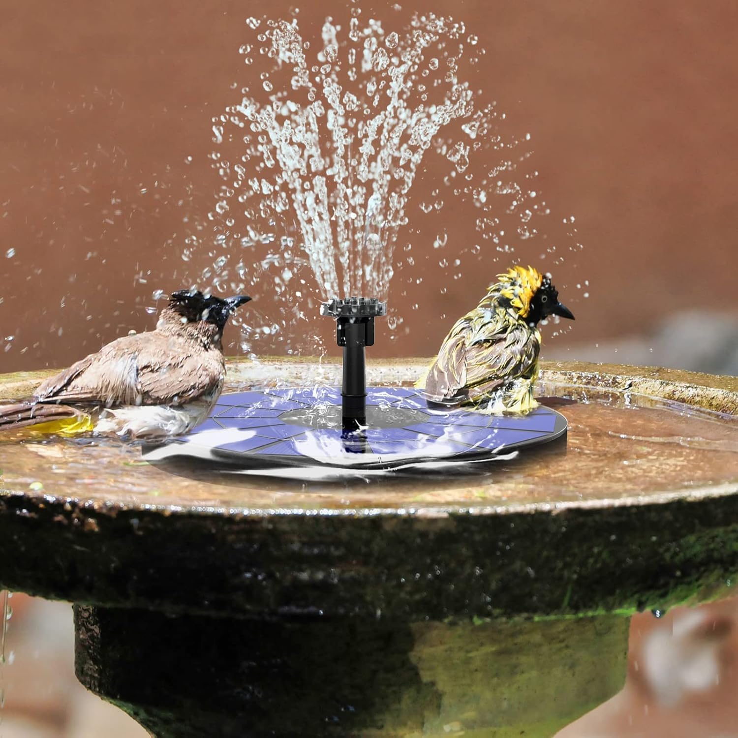AISITIN Solarbrunnen 6 Sprueh‑Effekte schwimmende Teichpumpe 160mm-182mm