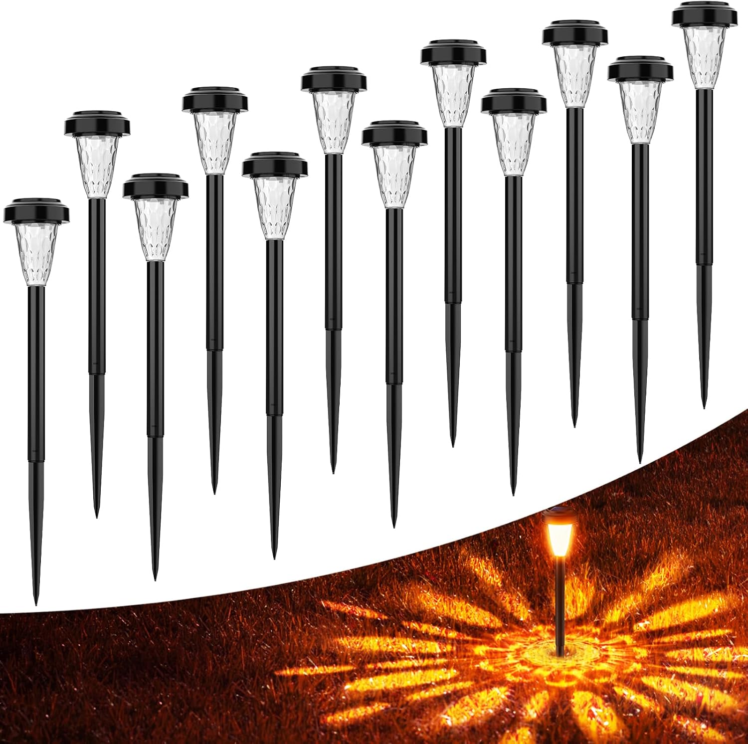 FIFlying Solar-Gartenlampen 6er Set Warmweiss 3000K IP65 LED Aussen 6cm