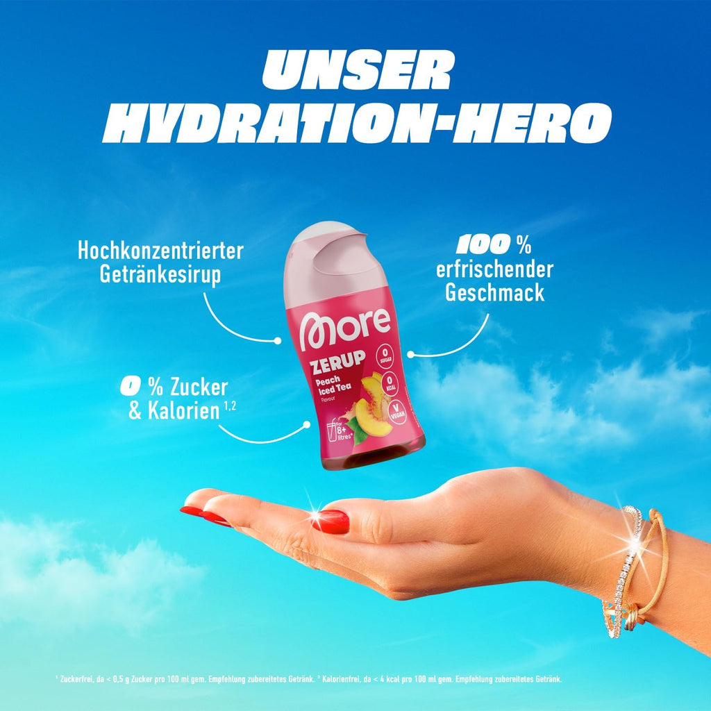 MORE Zerup Peach Iced Tea Sirup, zuckerfrei, vegan, verschiedene Sorten