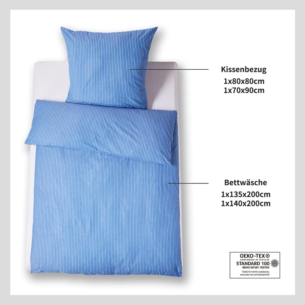 HENGWEI Bettwaesche 135x200 Baumwolle 2-teilig lila Blumen Streifen OeKO-TEX