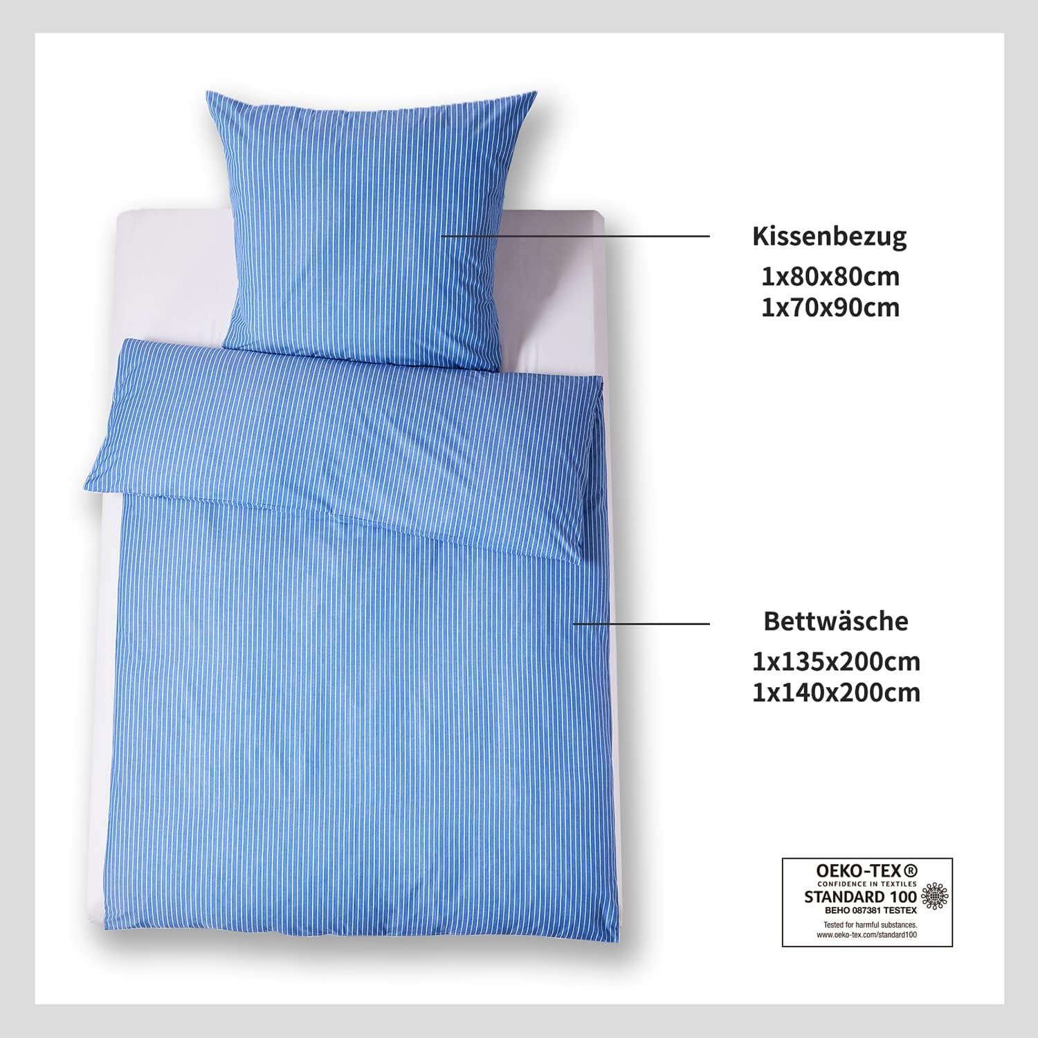 HENGWEI Bettwaesche 135x200 Baumwolle 2-teilig lila Blumen Streifen OeKO-TEX