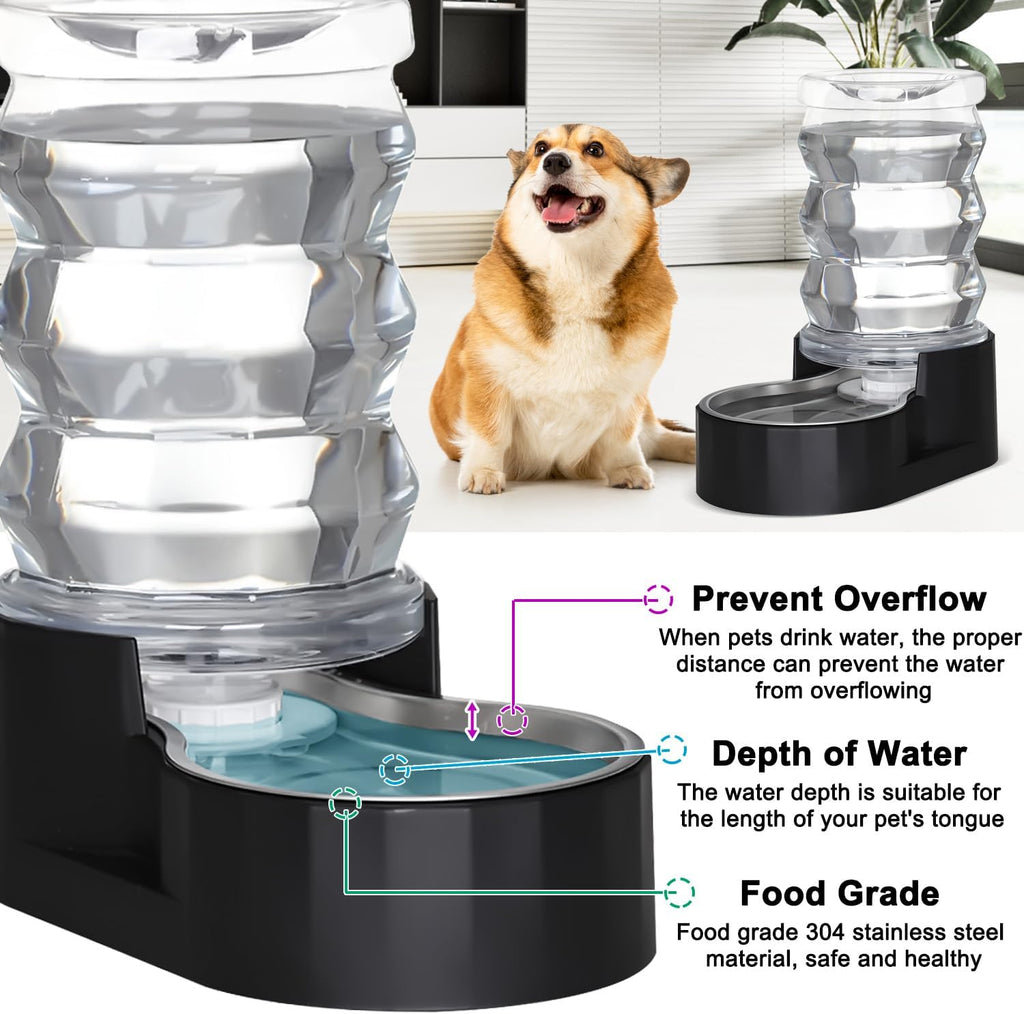 Sfozstra Automatischer Wasserspender Hund Edelstahl Schwarz Aktivkohle