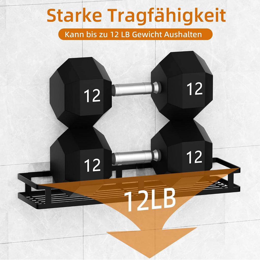 Duschablage Edelstahl Schwarz 2er Set ohne Bohren Badregal 30cm-40cm