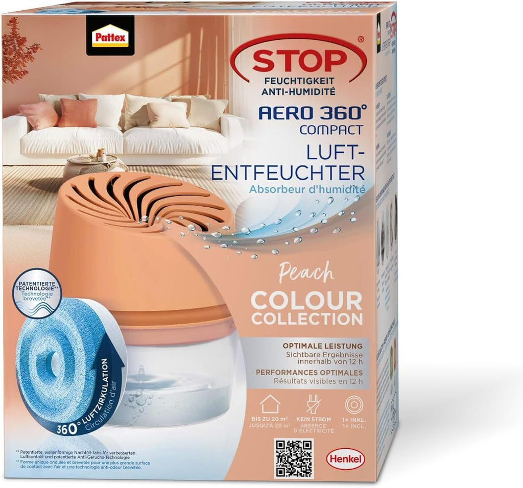 Pattex AERO 360° Luftentfeuchter Peach mit 1 Nachfuelltab Raumluftentfeuchter