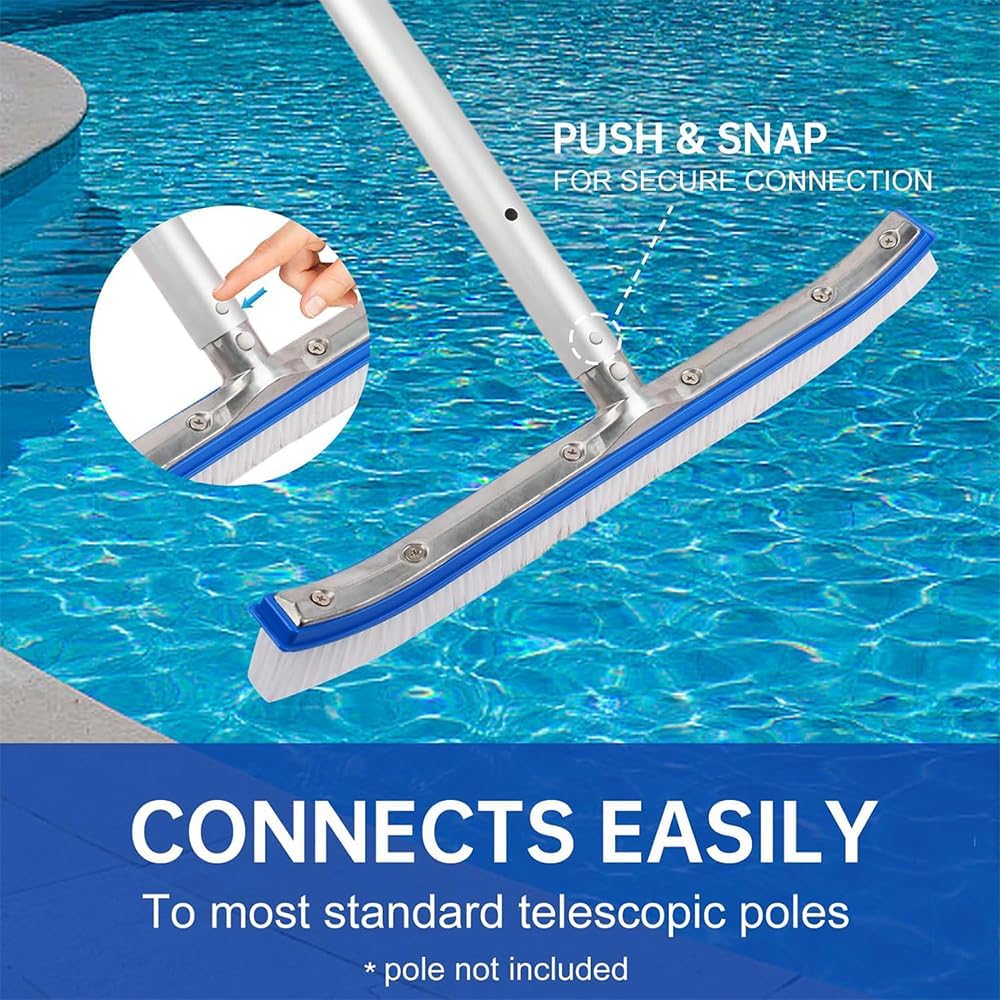 Poolbuerste 45 cm mit 180 cm Teleskopstiel Aluminium verstellbar Reinigungsbuerste