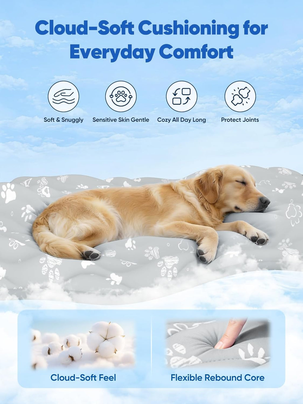 Rywell Kuehlmatte Hunde Katzen 110x80 cm rutschfest waschbar S-XXL Eisblau