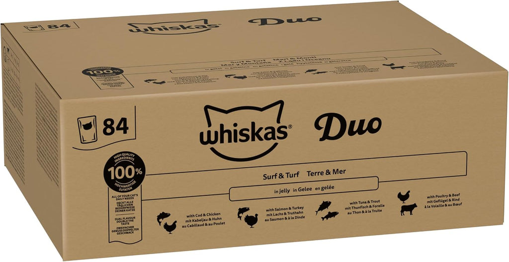 Whiskas Adult 1+ Tasty Duo Surf & Turf 84x85g Nassfutter in Gelee