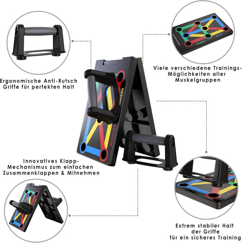 ALPHASKIN Push Up Board klappbar 12-in-1 mit Anti-Rutsch Griffen Brust Schulter